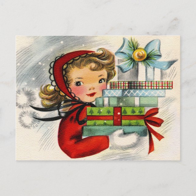 Cartão postal Vintage retro Christmas Holiday (Frente)