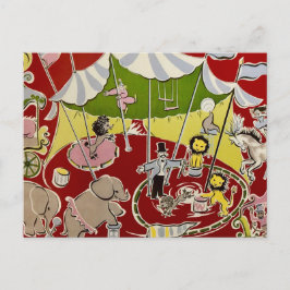 Cartão Postal Vintage Retro Circus Animals Ring Theme Postcard