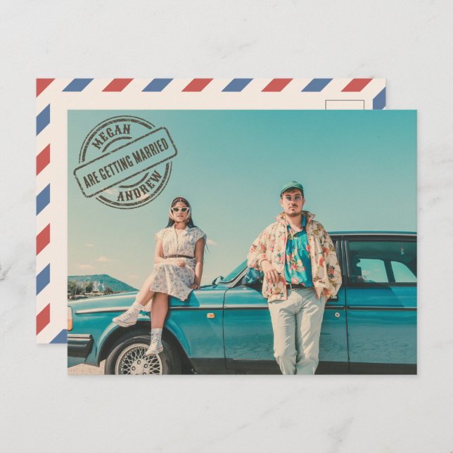 Cartão Postal Vintage retro estilo foto casamento (Frente/Verso)