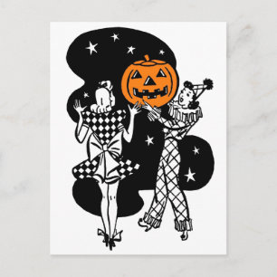 Cartão Postal Vintage Retro Halloween Pumpkin