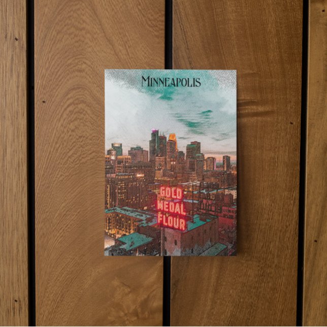 Cartão Postal Vintage Retro Minneapolis Minnesota Viagem Skyline (minneapolis travel postcard)