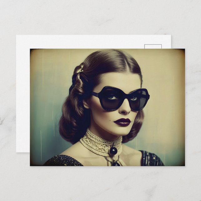 Cartão Postal Vintage retro mulher (Frente/Verso)