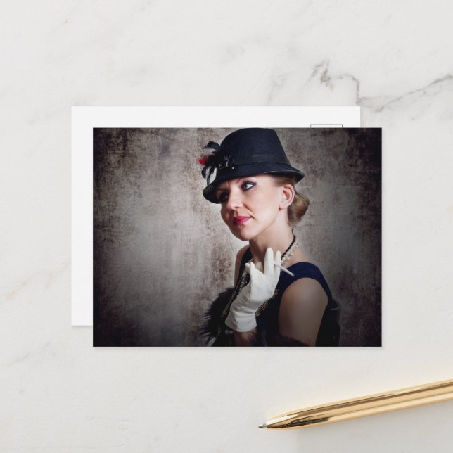 Cartão Postal Vintage retro mulher (Frente/Verso In Situ)