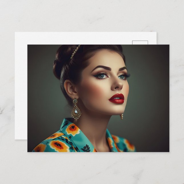 Cartão Postal Vintage retro mulher (Frente/Verso)