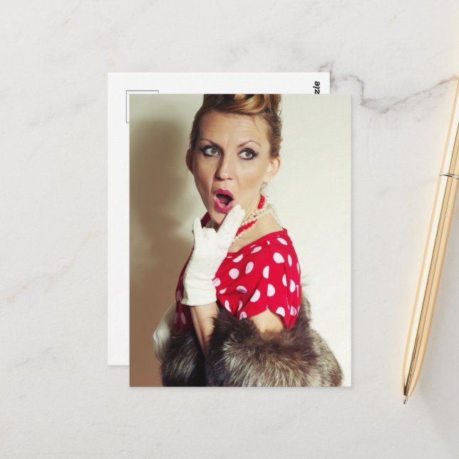 Cartão Postal Vintage retro mulher (Frente/Verso In Situ)