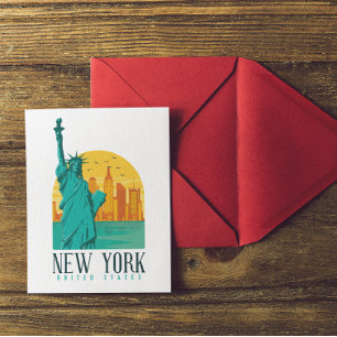 Cartão Postal Vintage Retro New York Skyline