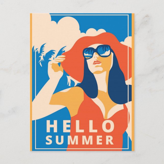 Cartão Postal Vintage Retro Olá Verão (Frente)