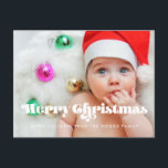 Cartão Postal Vintage retro script Merry Christmas<br><div class="desc">Feliz cartão de Natal! Uma tipografia moderna para esta coleção de cartões com fotos de Férias. Para personalizar com a sua imagem de família favorita. Você também pode mudar facilmente a cor da fonte e o plano de fundo para o seu gosto.</div>