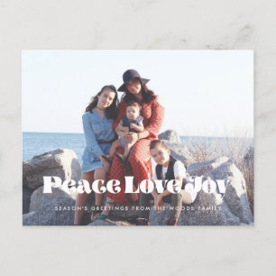 Cartão Postal Vintage retro script Peace Love Joy Holiday