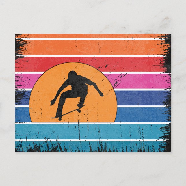 Cartão Postal Vintage Retro Skateboard Skateboarder (Frente)