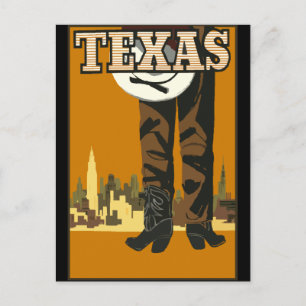 Cartão Postal Vintage Retro Texas Cowboy America Viagem Turismo