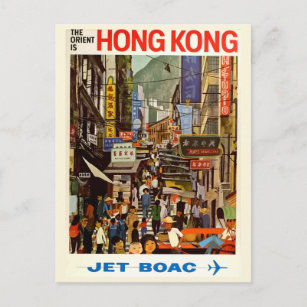 Cartão Postal Vintage retro viagem postal Hong Kong Ásia