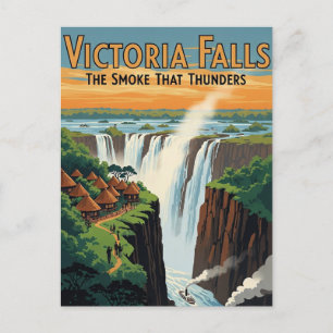 Cartão Postal Vintage Retro Victoria Falls Viagem