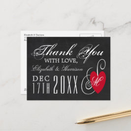 Cartão Postal Vintage Rico Heart - Casamento Chalkboard Obrigado