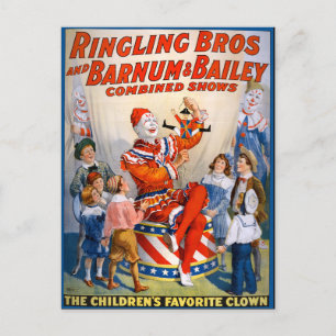 Cartão Postal Vintage Ringling Bros - Barnum & Bailey ClowShow