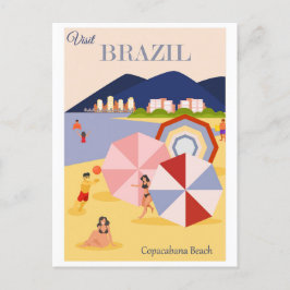 Cartão Postal Vintage Rio de Janeiro Brasil Copacabana Beach