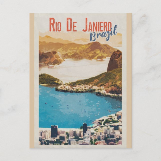 Cartão Postal Vintage Rio de Janeiro Brasil - Viagem (Frente)