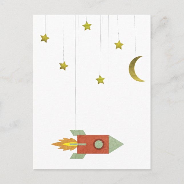 Cartão Postal Vintage Rocket In Space (Frente)