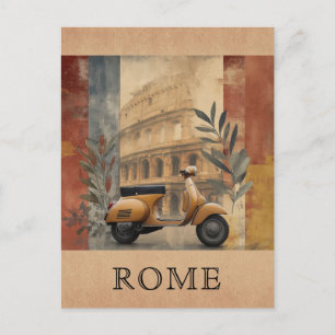 Cartão Postal Vintage Roma Itália Patinete Colosseum Viagem