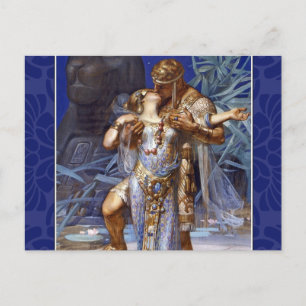 Cartão Postal vintage romântico casal anthony cleopatra clássico