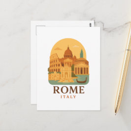 Cartão Postal Vintage Rome Colosseum & Pantheon Postcard