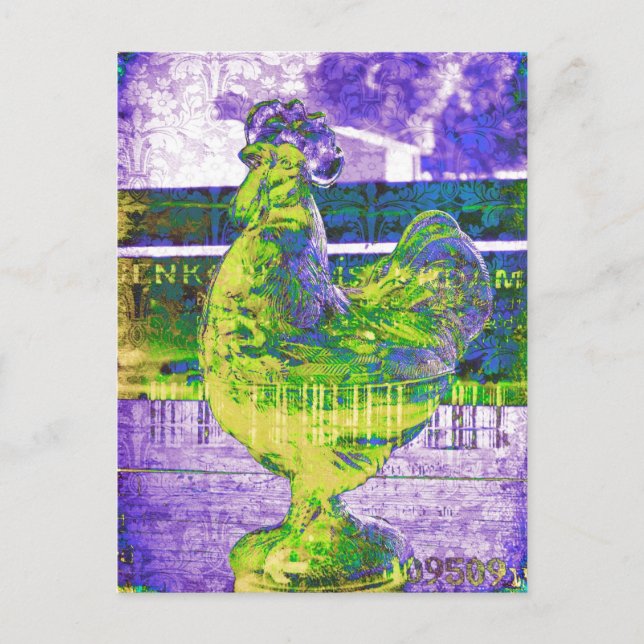 Cartão Postal Vintage Rooster do Vidro 2 (Frente)