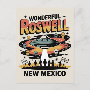 Cartão Postal Vintage Roswell Novo México OVNI Alienígena Retro