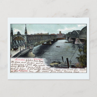 Cartão Postal Vintage Rotterdam, Países Baixos Willems Bridge