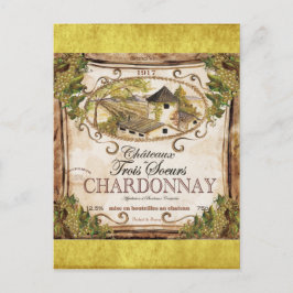 Cartão Postal Vintage - Rótulo francês do vinho