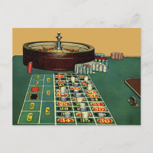 Cartão Postal Vintage Roulette Table Casino Game, Gambling Chips