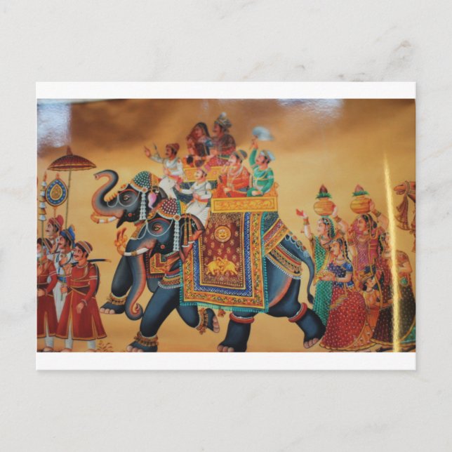CARTÃO POSTAL VINTAGE ROYAL INDIAN WEDDING PROCESSION ELEPHANT (Frente)