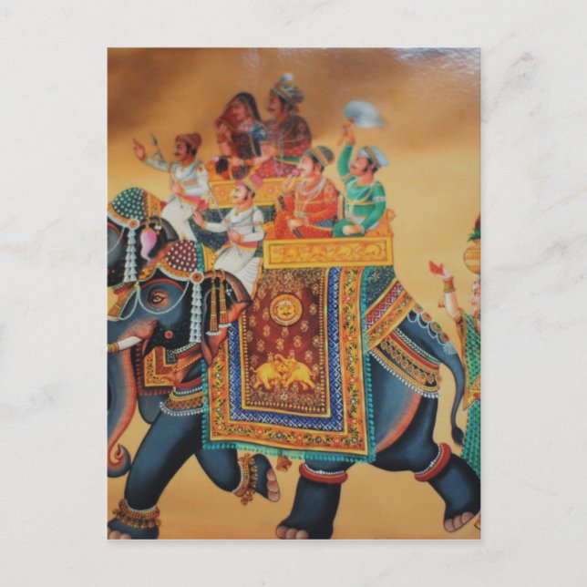 CARTÃO POSTAL VINTAGE ROYAL INDIAN WEDDING PROCESSION ELEPHANT (Frente)