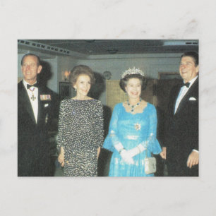 Cartão Postal Vintage Royalty, Rainha, Philip e os Reagans
