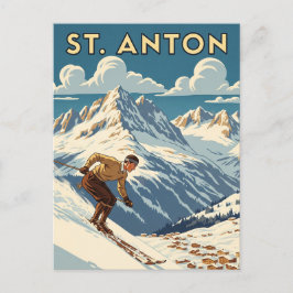 Cartão Postal Vintage Rua Anton Austria Skiing