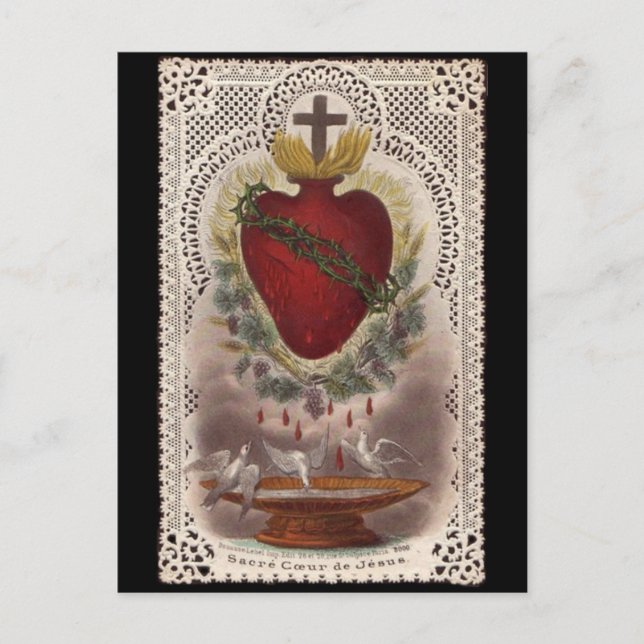 Cartão postal Vintage Sacred Heart (Frente)