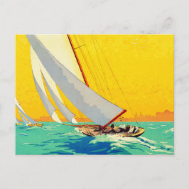 Cartão Postal Vintage Sail Boats Viagem francês