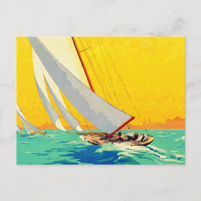 Cartão Postal Vintage Sail Boats Viagem francês (Frente)