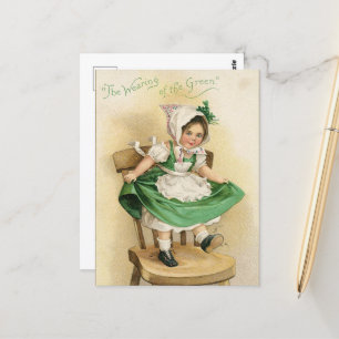 Cartão Postal vintage Saint Patrick's Day girl