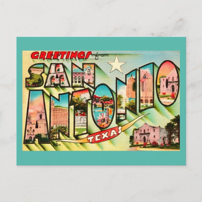 Cartão postal Vintage San Antonio Greetings (Frente)