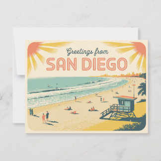 Cartão postal Vintage San Diego | Saudações de