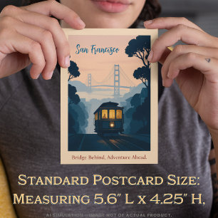 Cartão Postal Vintage San Francisco GGB, Viagem cônico do cabo