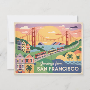 Cartão postal Vintage San Francisco Saudações de