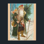 Cartão Postal Vintage Santa Claus Christmas Card<br><div class="desc">Vintage Santa Claus Christmas Card.  Easy to customize! 

christmas, xmas, card, holiday, old fashioned, old fashioned, old fashioned christmas cards, retro, vintage, victorian, classic</div>