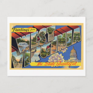 Cartão Postal Vintage Saudações da Virgínia Ocidental