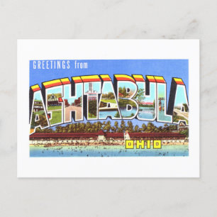 Cartão Postal Vintage Saudações de Ashtabula, Ohio,