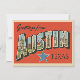 Cartão Postal Vintage "Saudações de Austin, Texas"