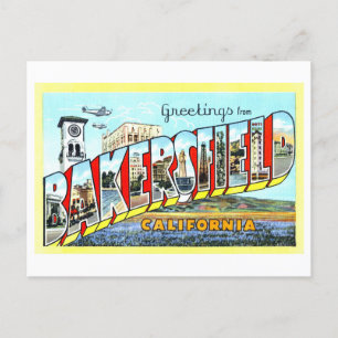 Cartão Postal Vintage Saudações de Bakersfield, Califórnia,