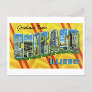 Cartão Postal Vintage Saudações de Chicago, Illinois