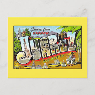 Cartão Postal Vintage saudações de Ciudad Juarez no México Antig