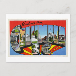 Cartão Postal Vintage Saudações de Colúmbia, Carolina do Sul